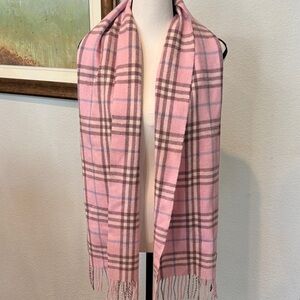 Authentic Burberry Pink and Blue Cashmere Scarf